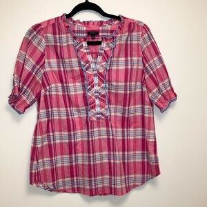 Talbots Pink Plaid Blouse